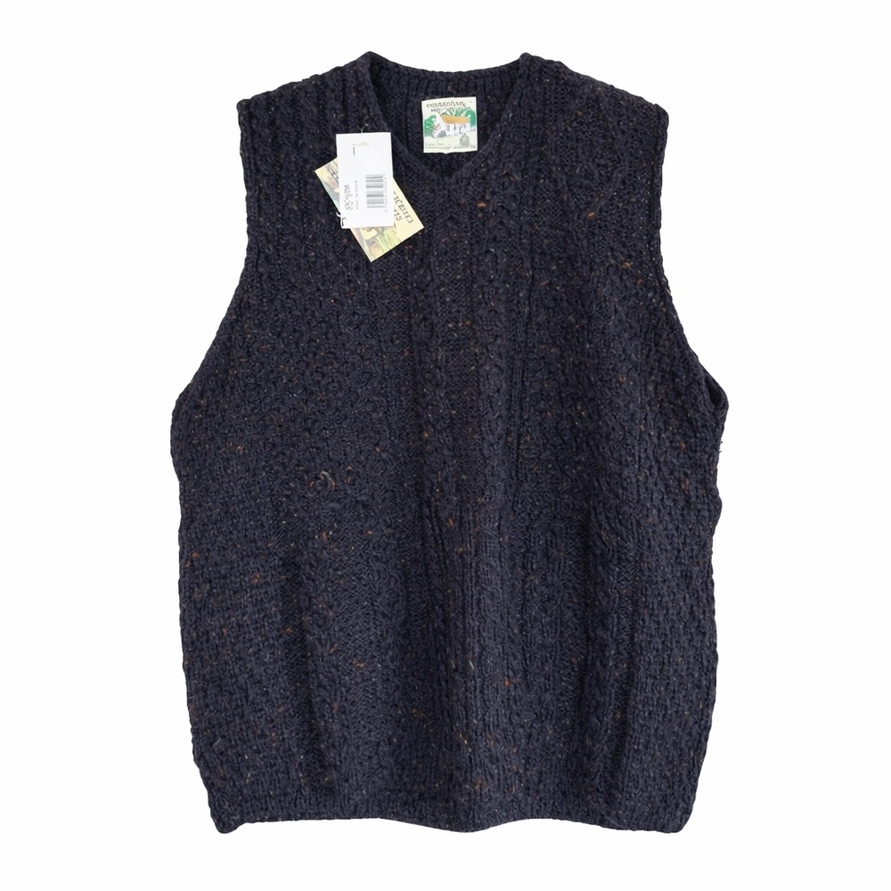 Connemara Knitwear Irish Wool Cable Knit Vest‎ Men’s XL Made in Ireland